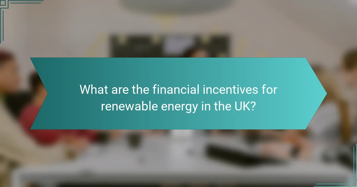 What are the financial incentives for renewable energy in the UK?